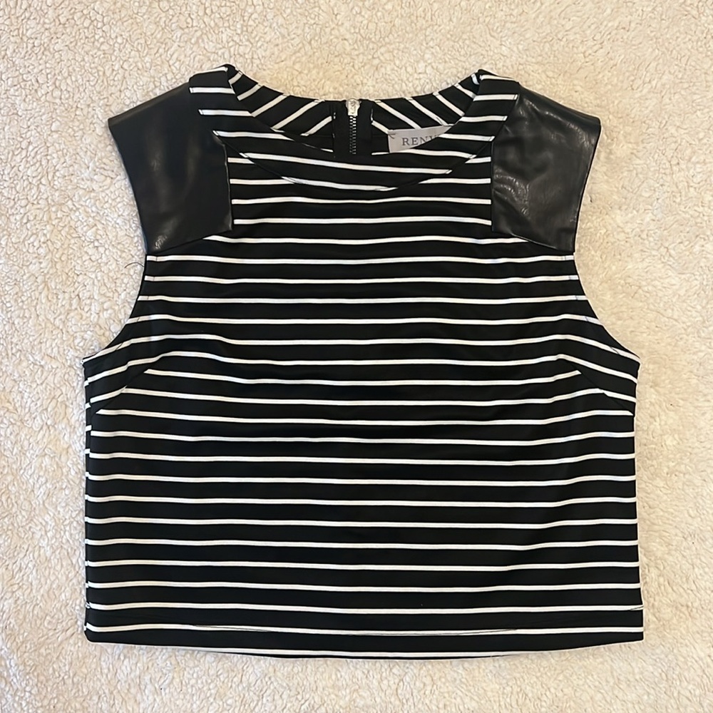 Renvy Striped Crop Top Sleeveless Cropped Shirt Stripes Women’s Size Small Shirt